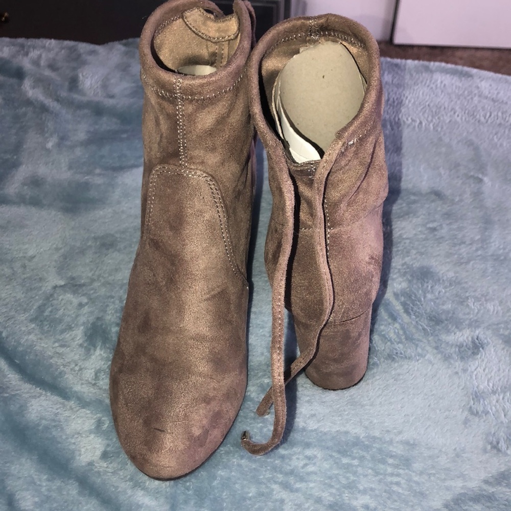 Grey suede ankle booties
